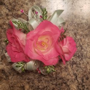 Pink wrist corsage